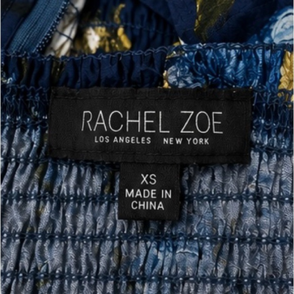 Rachel Zoe Floral Tie Strap Maxi Dress Women’s XS Navy Blue Cottagecore - Picture 7 of 8